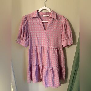 Karlie Pink and White Checkered Dress